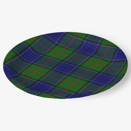 Colquhoun Tartan Blau kariert Pappteller (Schrägansicht)