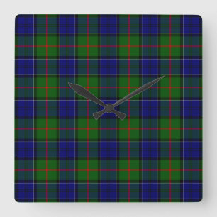 Colquhoun Tartan Blau kariert Quadratische Wanduhr