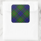 Colquhoun Tartan Blau kariert Quadratischer Aufkleber (Tasche)