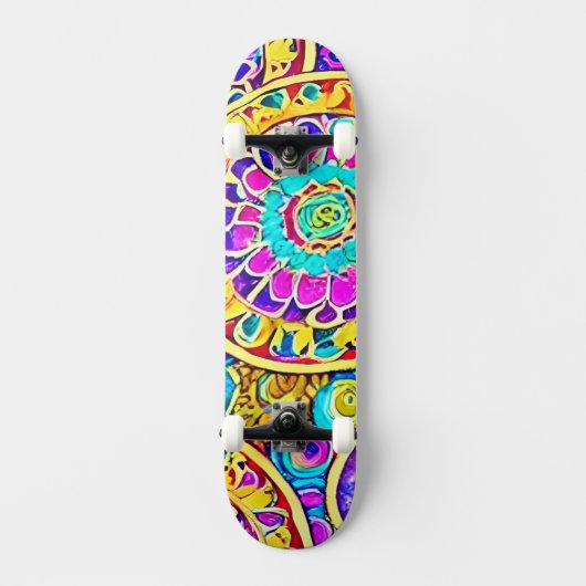 Colrful Mandalas Hippie  Skateboard (Vorderseite)