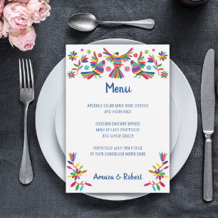 COLROFUL OTOMI MEXICAN WEDING MENU ANKÜNDIGUNG