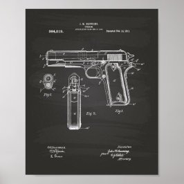 Colt .45 1911 Patent Art - Chalkboard Poster