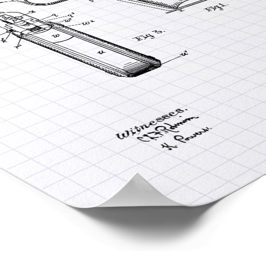 Colt .45 1911 Patent Art - Lined Peper Poster (Ecke)