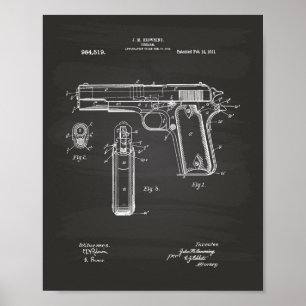 Colt .45 1911 Patent-Kunst - Tafel Poster