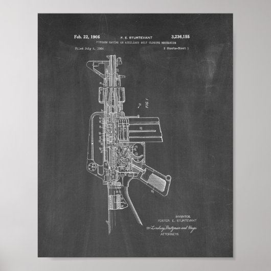 Colt AR-15 Semi-Automatic Rifle Patent - Chalkboar Poster (Vorne)