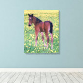 Colt in Dandelion Field Leinwanddruck (Insitu (Holzboden))