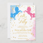 Colt oder filly Boy oder Girl pink blauen Geschlec Einladung (Vorderseite)