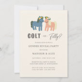 Colt oder Filly Süßes Pferd Thema Geschlechter-Ent Einladung (Vorderseite)