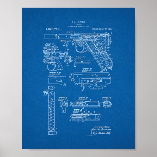 Colt Woodsman Feuerwaffenpatent - Blueprint Poster (Vorne)