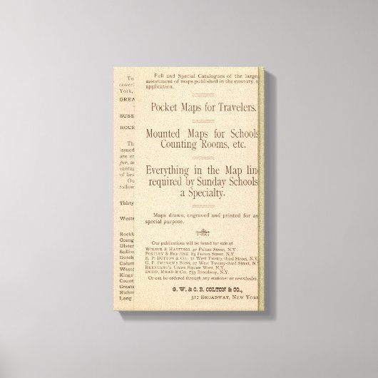 Colton's Karte für das Führen und Rädern der USA 3 Leinwanddruck (Vorderseite)