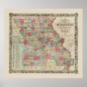 Colton's Map of Missouri (1851) Poster (Vorne)