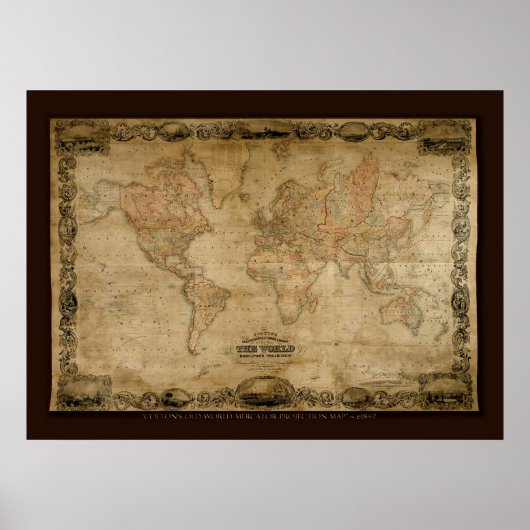 COLTONS Old World Map (c 1847) Art Poster (Vorne)