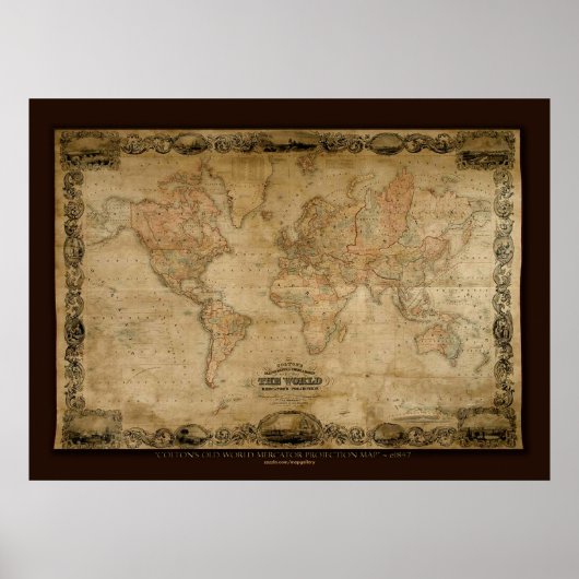 COLTONS Old World Map (c 1847) Art Poster (Vorne)