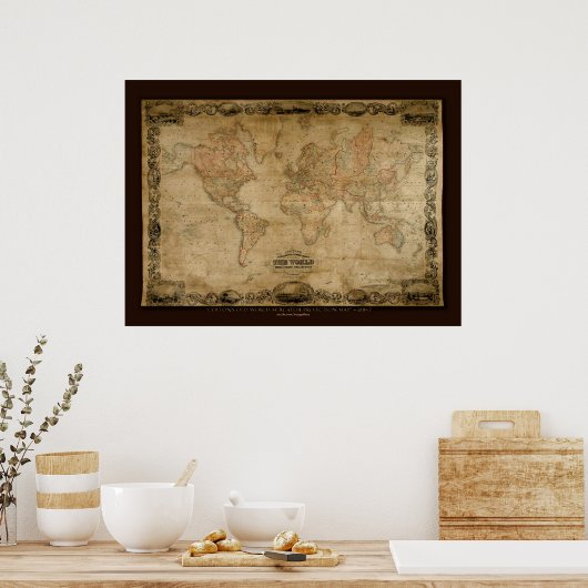 COLTONS Old World Map (c 1847) Art Poster (Küche)