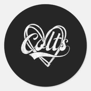 Colts Herz Name Vintage Retro Männer Frauen Kinder Runder Aufkleber
