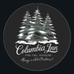 Columbia Inn Pine Tree Vermont A White Christmas Runder Aufkleber<br><div class="desc">Columbia Inn Pine Tree Vermont A White Christmas</div>