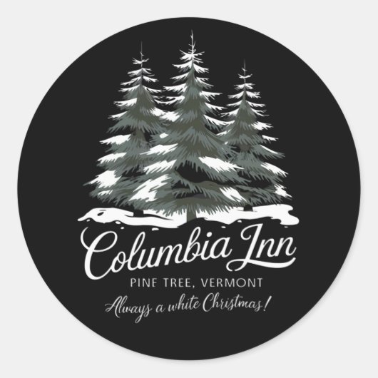 Columbia Inn Pine Tree Vermont A White Christmas Runder Aufkleber (Vorderseite)