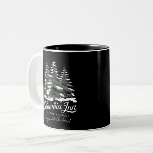 Columbia Inn Pine Tree Vermont A White Christmas Zweifarbige Tasse (Vorderseite Links)