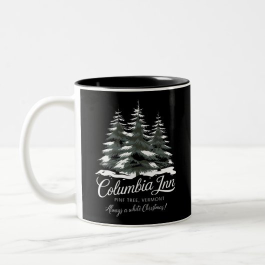 Columbia Inn Pine Tree Vermont A White Christmas Zweifarbige Tasse (Links)