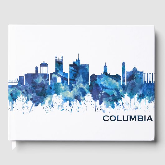 Columbia Missouri Skyline Blue Gästebuch (Vorderseite)