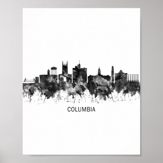 Columbia Missouri Skyline BW Poster (Vorne)