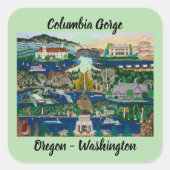 Columbia River Gorge Quadratischer Aufkleber (Vorderseite)