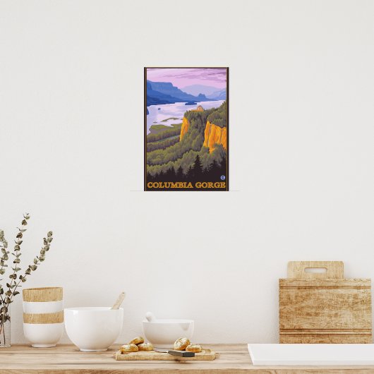 Columbia River Gorge Scene mit Crown Point Poster (Küche)