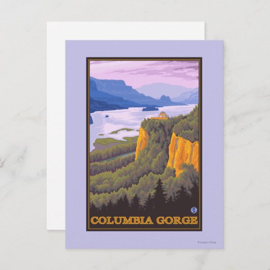 Columbia River Gorge Scene mit Crown Point Postkarte (Vorne/Hinten)