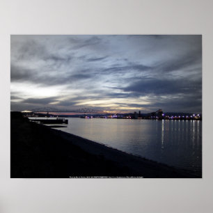 Columbia River, Lewis und Riesenbrücke, Sonnenunte Poster