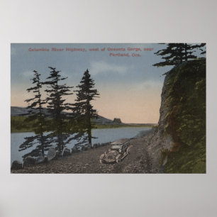 Columbia River, Oregon - Highway West of Oneonta Poster