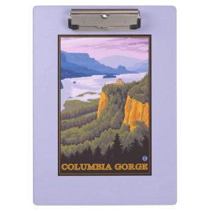 Columbia River Schlucht-Szene mit Kronen-Punkt Klemmbrett