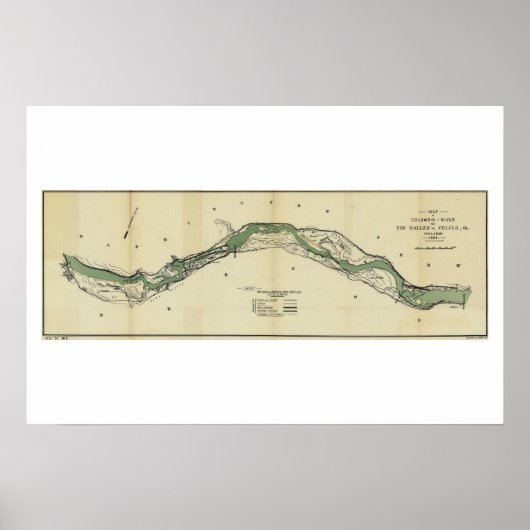Columbia River Washington Antike Karte Poster (Vorne)