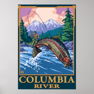 Columbia River, Washington Fly Fishing Scene Poster