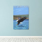 Columbia River, WashingtonEagle Diving Leinwanddruck (Insitu (Holzboden))