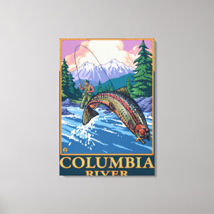 Columbia River, WashingtonFly Fischen-Szene Leinwanddruck