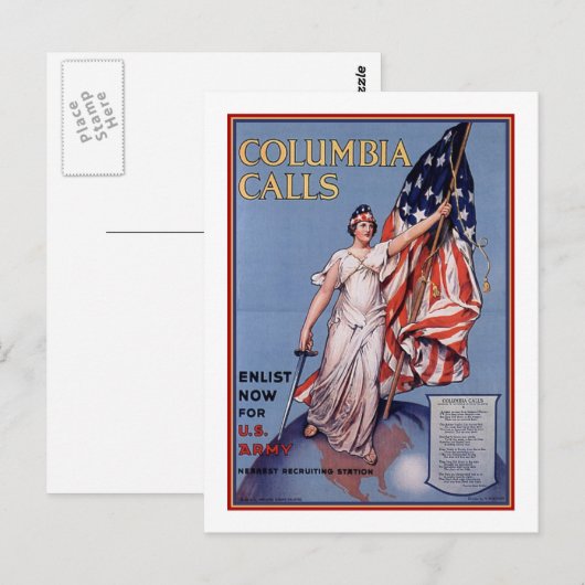 Columbia ruft postkarte (Vorne/Hinten)