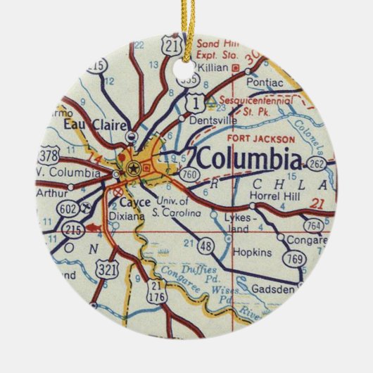 Columbia SC Karte Keramik Ornament (Vorne)