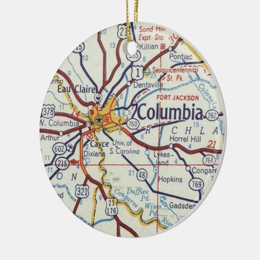 Columbia SC Karte Keramik Ornament (Links)