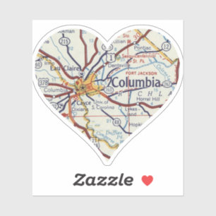 Columbia SC Vintage Karte Aufkleber