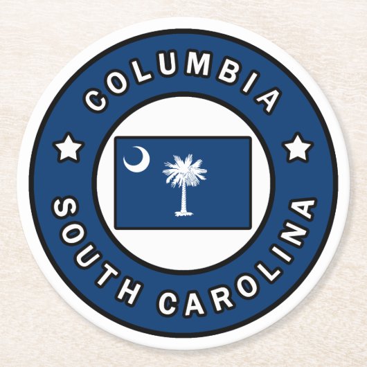 Columbia South Carolina Runder Pappuntersetzer (Vorderseite)