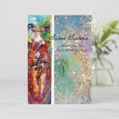 COLUMBINE 16 . Geburtstag Masquerade Party, blaues Einladung (Stehend Vorderseite)