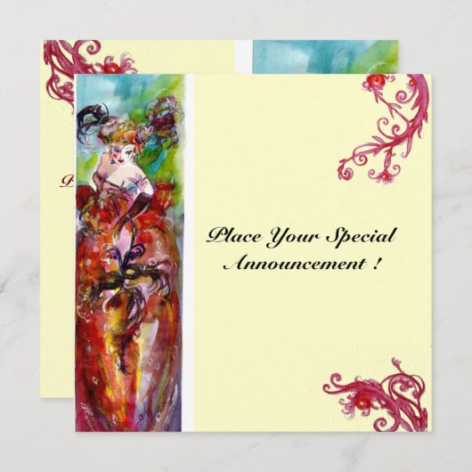 COLUMBINE, 16 . Geburtstag Masquerade Party Einladung (Vorne/Hinten)