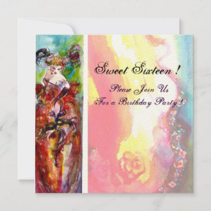 COLUMBINE, 16 . Geburtstag-Masquerade-Party, gelb Einladung