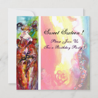 COLUMBINE, 16 . Geburtstag-Masquerade-Party, gelb Einladung