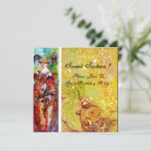 COLUMBINE, 16 . Geburtstag-Masquerade-Party, gelb Einladung (Stehend Vorderseite)