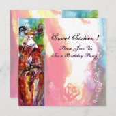 COLUMBINE, 16 . Geburtstag Masquerade Party, Gold Einladung (Vorne/Hinten)