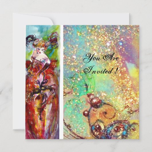 COLUMBINE, 16 . Geburtstag Masquerade Party, rot b Einladung (Vorderseite)