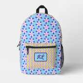 Columbine Backpack Blue und Yellows Bedruckter Rucksack (Vorderseite)