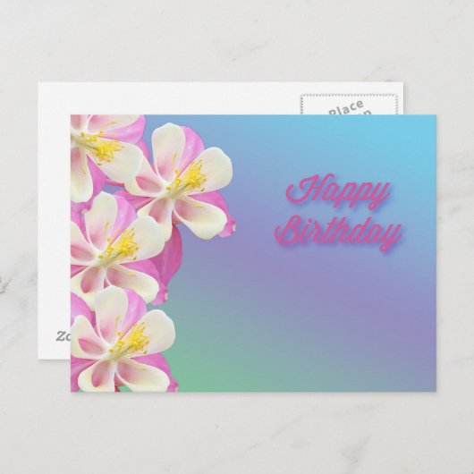 Columbine Blume Happy Birthday Postkarte (Vorne/Hinten)