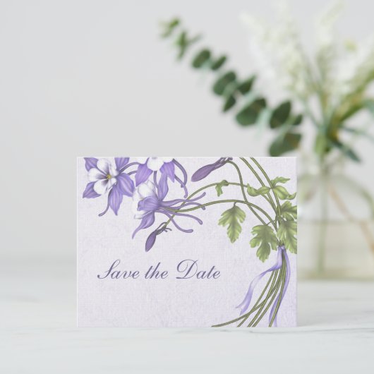 Columbine Bouquet Save the Date (Stehend Vorderseite)